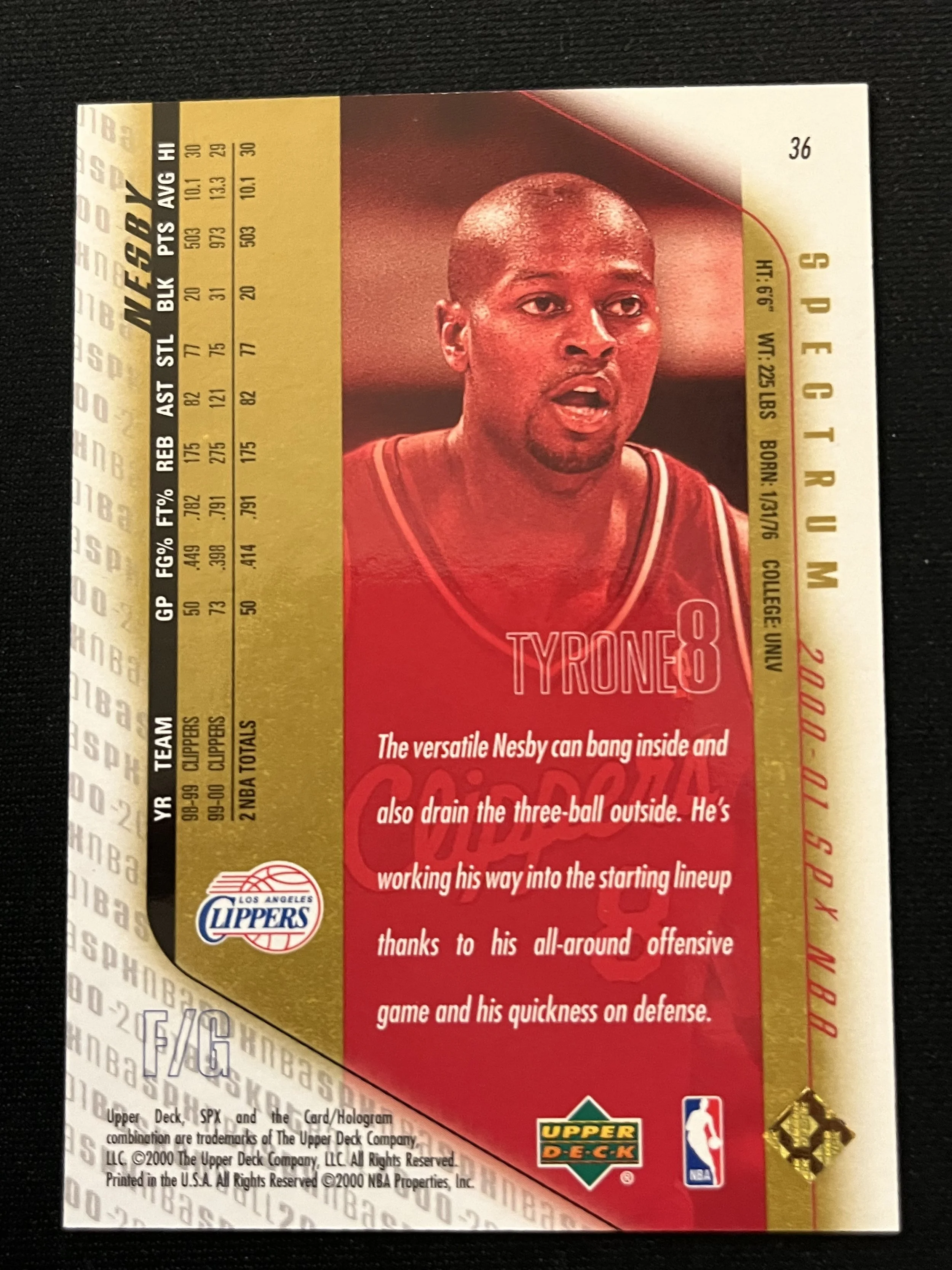 2000 SPx Spectrum #36 /25 - back