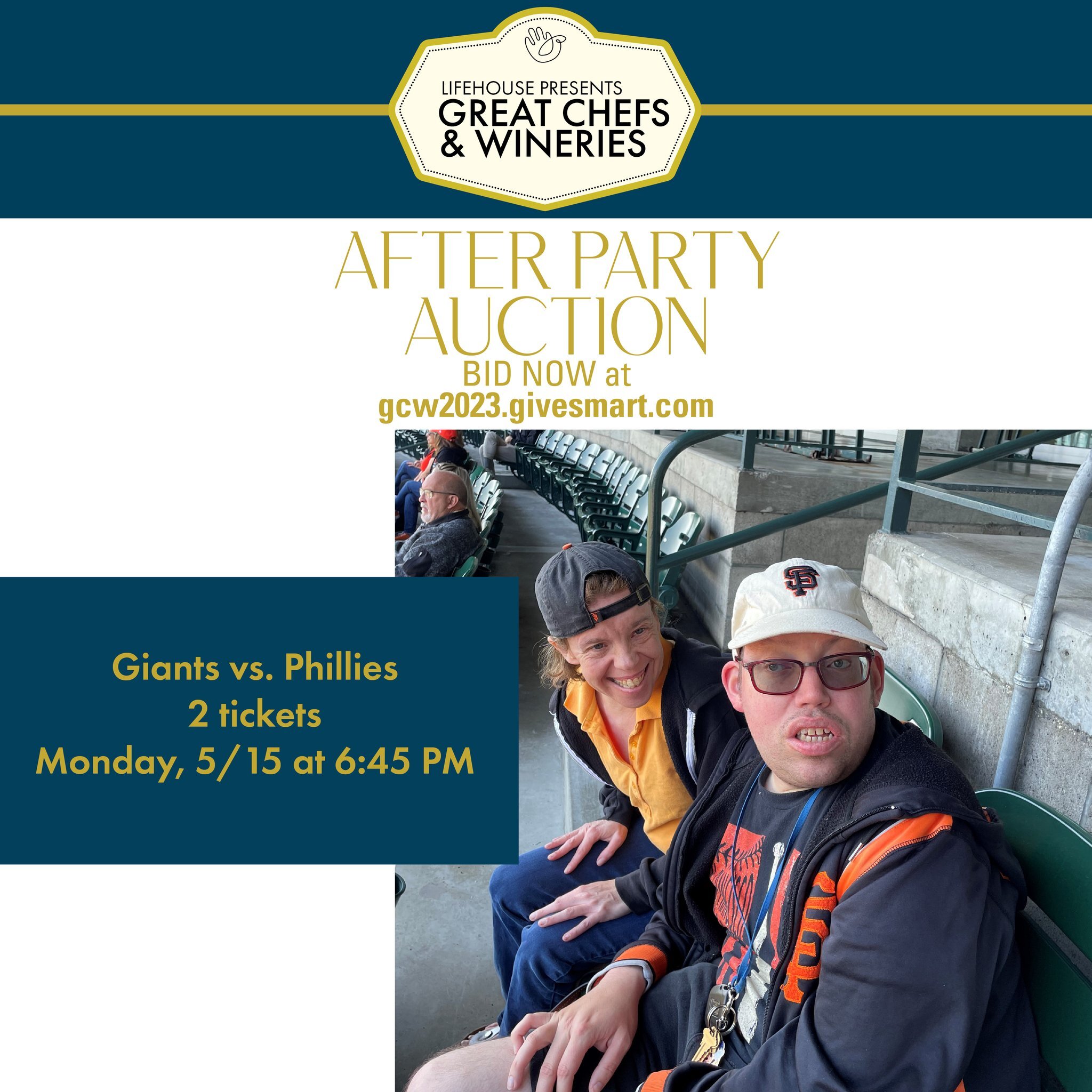 These seats hit it out of the park! Have you seen the Giants vs Phillies tix for this Monday 5/15 in our 'After Party' virtual auction? 💥👆 #linkinbio👆 💥

#charityauction #gcw2023 #greatchefsandwineries #nonprofitfundraiser #nonprofitgala #bestinc