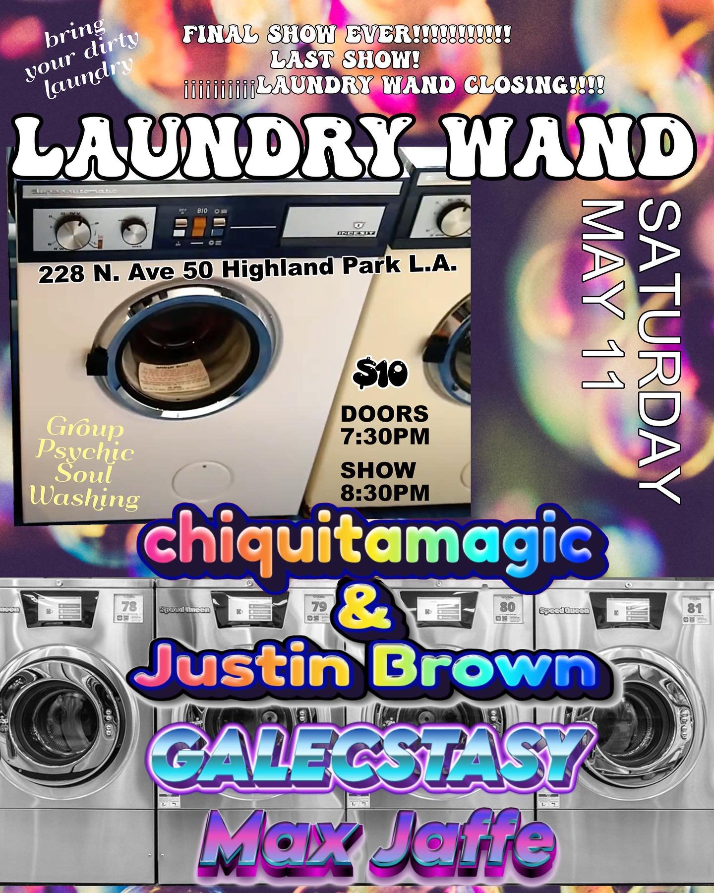 Wowww! What can we say?? Just over a month since the laundromat-show-heard-round-the-world covered by the @latimes we received the unfortunate news that Laundry Wand will be closing 😔 The only proper thing to do is throw one last happening and that 