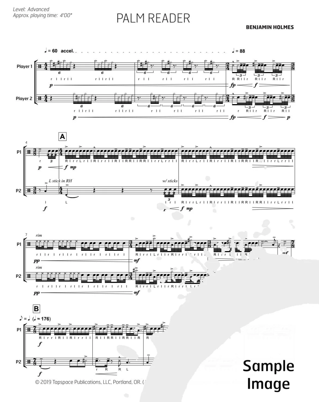 Palm Reader - Percussion Duet by Benjamin Holmes - Available from Tapspace Publications