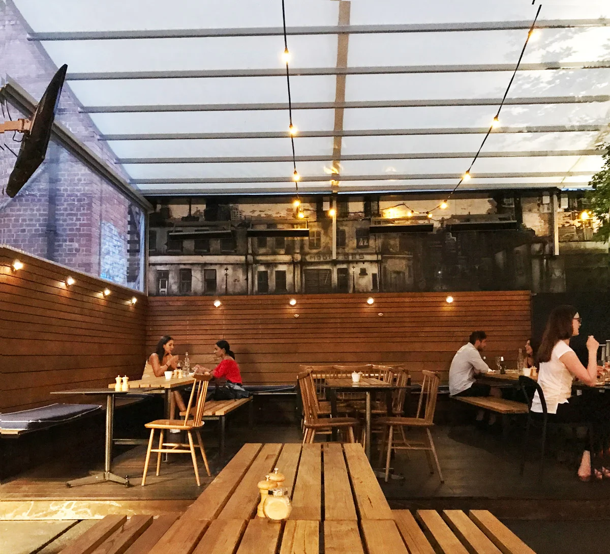 Speakeasy - Bench seating is wheelchair friendly (notice the platform)