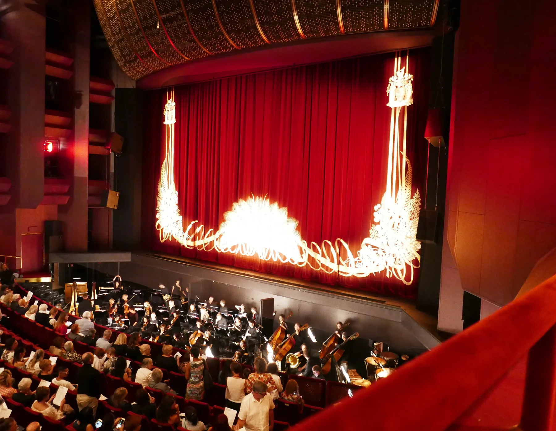 View of the stage from accessible seating (Row GG - State Theatre). 