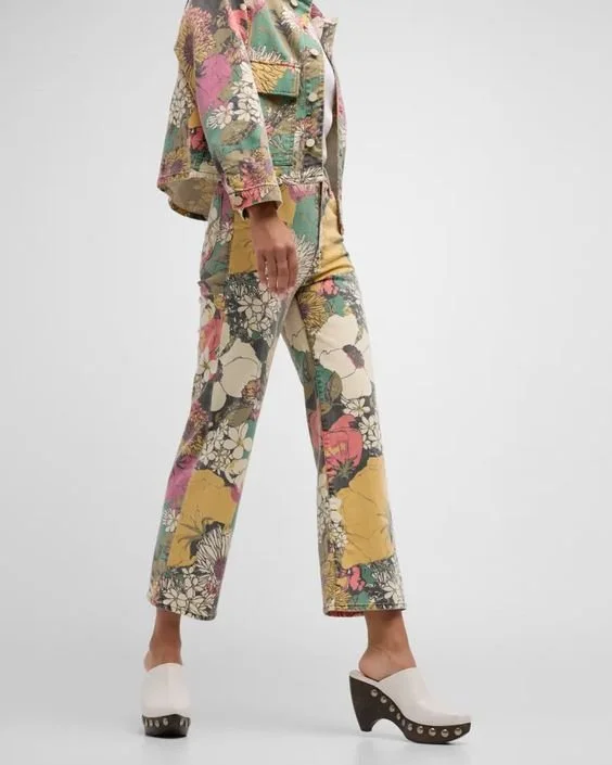 MOTHER FLORAL DENIM