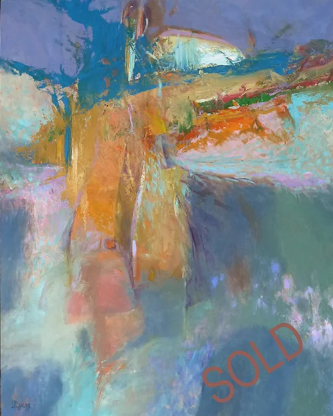 <i> MOONRISE EARTHSCAPE </i> <br> Oil on panel <br> 40" x 30" <br> SOLD