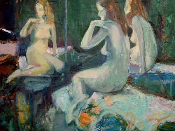 <i> “MIRRORED FIGURE #5” </i> <br> Oil on panel <br> 12" x 16" <br> Price: $150