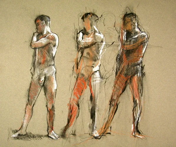 3 Studies 7906 Charcoal/conté on colored paper 12.5" x 15" Price: $600