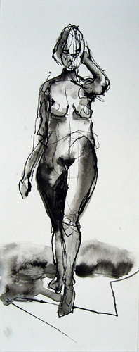    Walking Model 4751    Ink wash on archival paper  14" x 4.5"  Archived 
