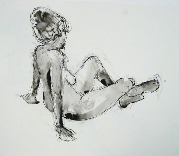    Seated Figure 4737    Ink wash on archival paper  14" x 15"  Archived 