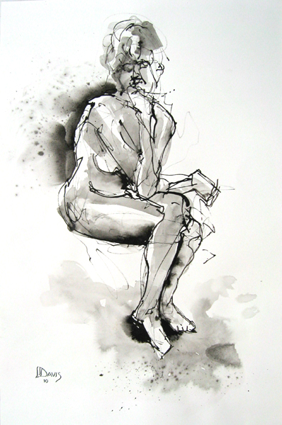    Seated Figure 6668    Ink wash on paper  21" x 14"  Archived 