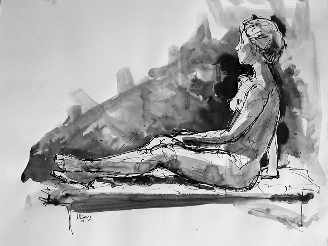    Seated Figure 4944    Ink wash on archival paper  18" x 24"  Archived 