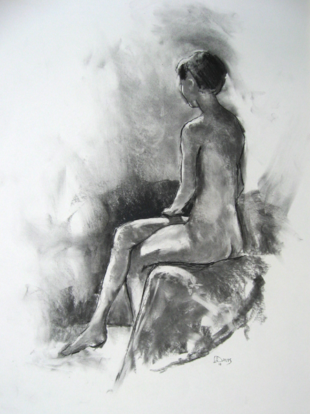    Seated Model 6604    Charcoal on paper  24" x 18"  Archived 