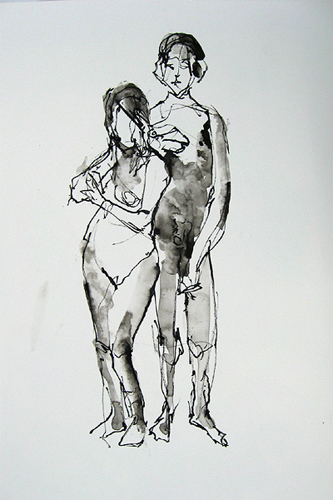 Standing Models 4745 Ink wash on archival paper 22" x 14.5" Price: $400