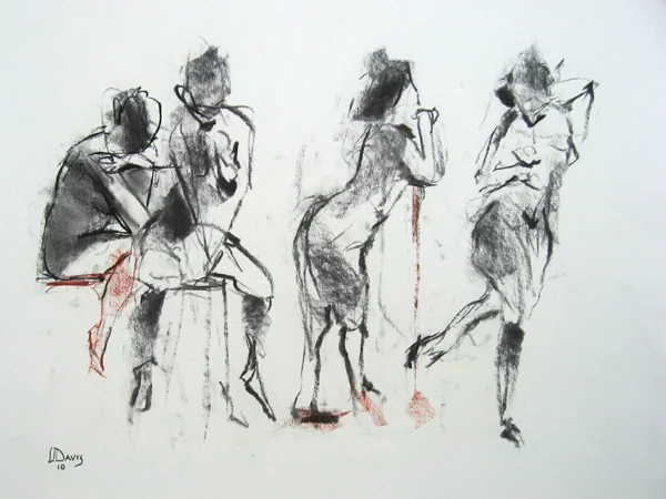<i> FOUR VIEWS 6599 </i> <br> Charcoal/conté on paper <br> 18" x 24" <br> Price: $200