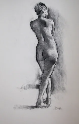 <i> STANDING FIGURE 7845 </i> <br> Charcoal on paper <br> <br> Price: SOLD