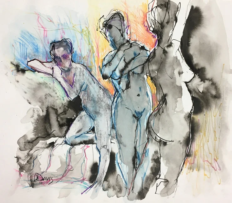 Three Figures Ink wash on archival paper 14” x 16” Price: $50