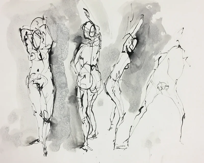 Four Figures Ink wash on archival paper 12” x 15” Price: $25