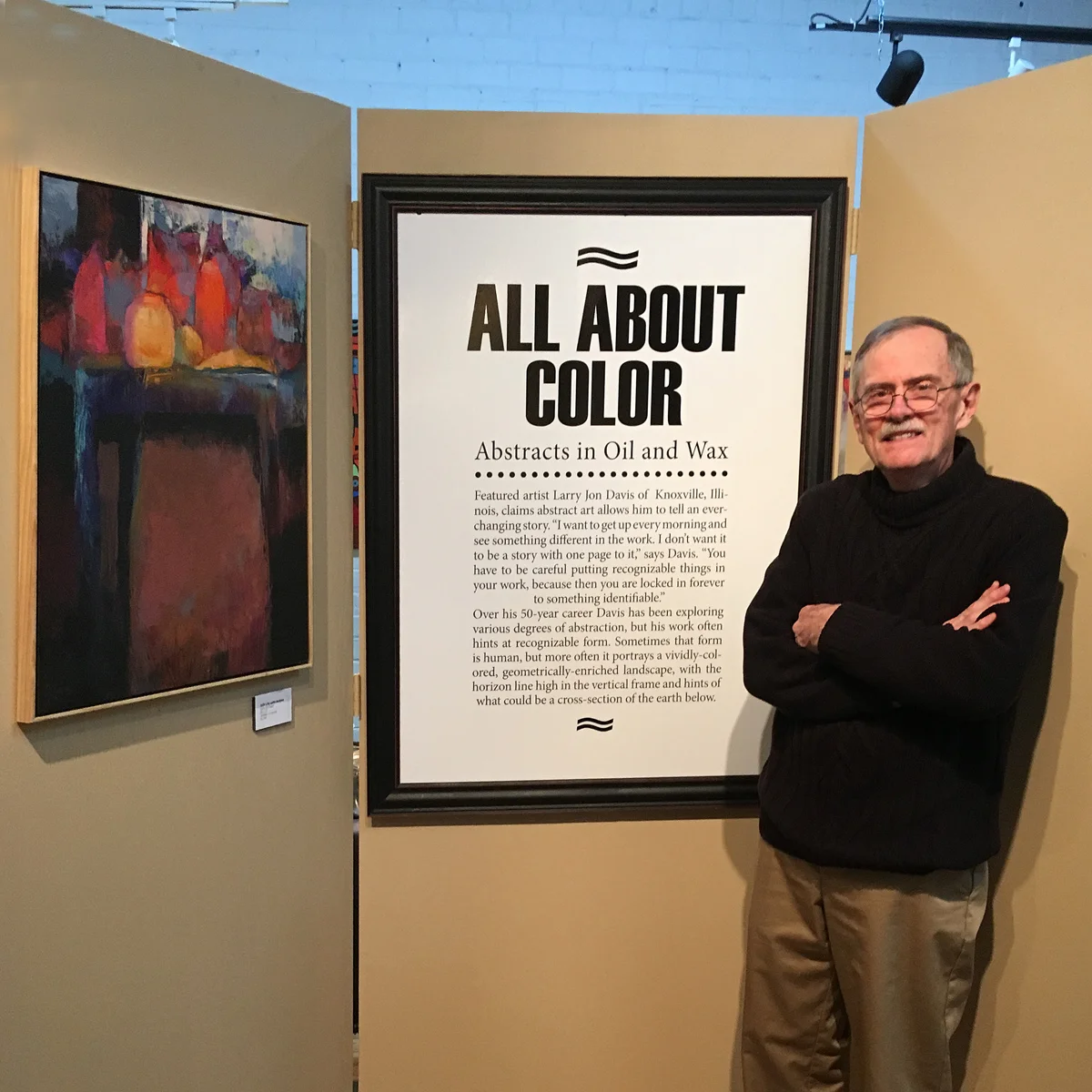 November, 2016 saw a show of the artist's works at Beréskin Gallery in Davenport, Iowa. The exhibition was combined with a one day workshop on oil and cold wax technique. Gallery owner, Pat Beréskin, along with the other fine artists in the gallery stable went out of their way to make the event a success.