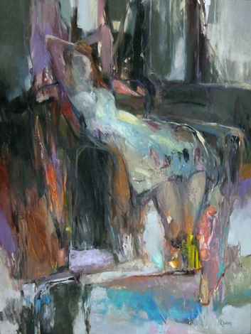 Model Resting Oil / cold wax on cradled panel 40” x 30” x 1.5” $1000 PURCHASE AWARD 2016 Galex50 1st prize Blick Purchase Award. Galesburg Civic Art Center, Galesburg, IL