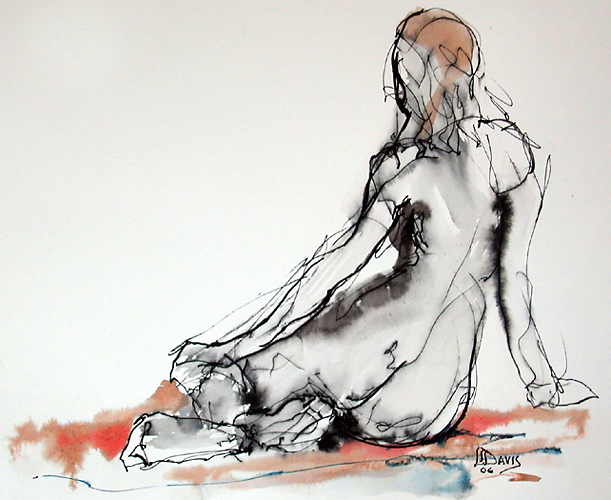    Seated Figure 8385     Colored ink wash on paper&nbsp;  9" x 11"&nbsp;  Price: SOLD 