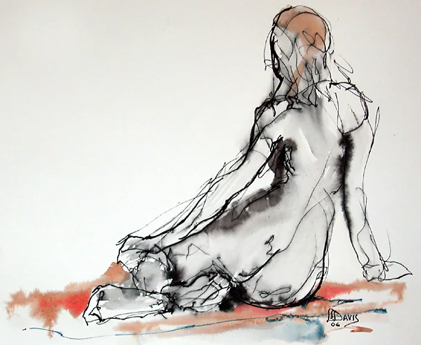 Seated Figure 8385 Colored ink wash on paper 9" x 11" Price: SOLD