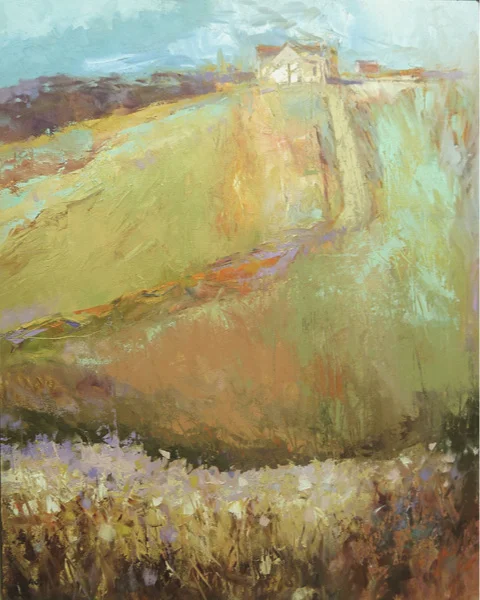 Hill Top Farm Oil/cold wax on cradled panel 29.75” x 23.75” x .75” Price: $900