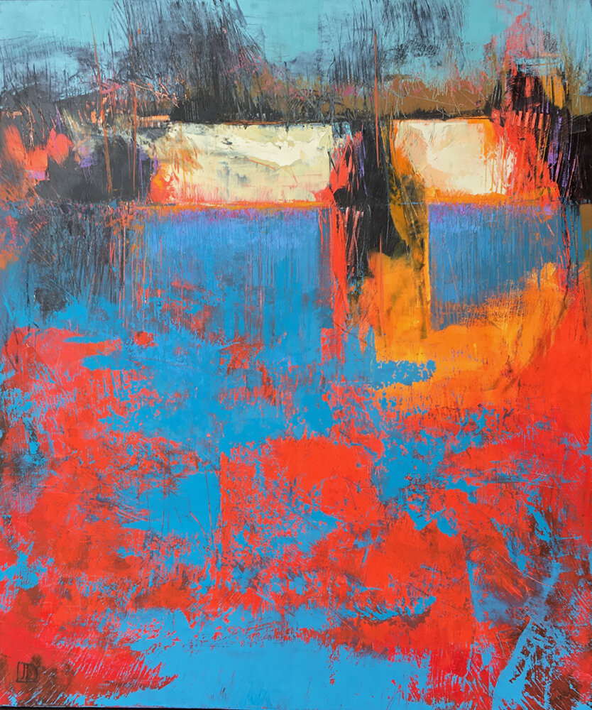    Beach Glow Abstraction    oil/cold wax on cradled panel  36” x 30” x 1.5”   SOLD    
