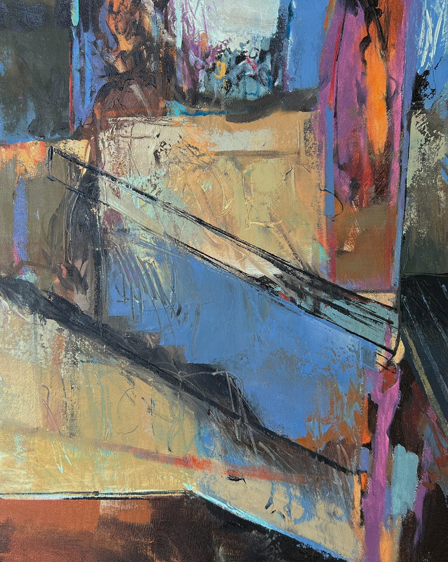    Down to the Blue Line   oil on canvas 20” x 16” x .75”  PRICE: $400  