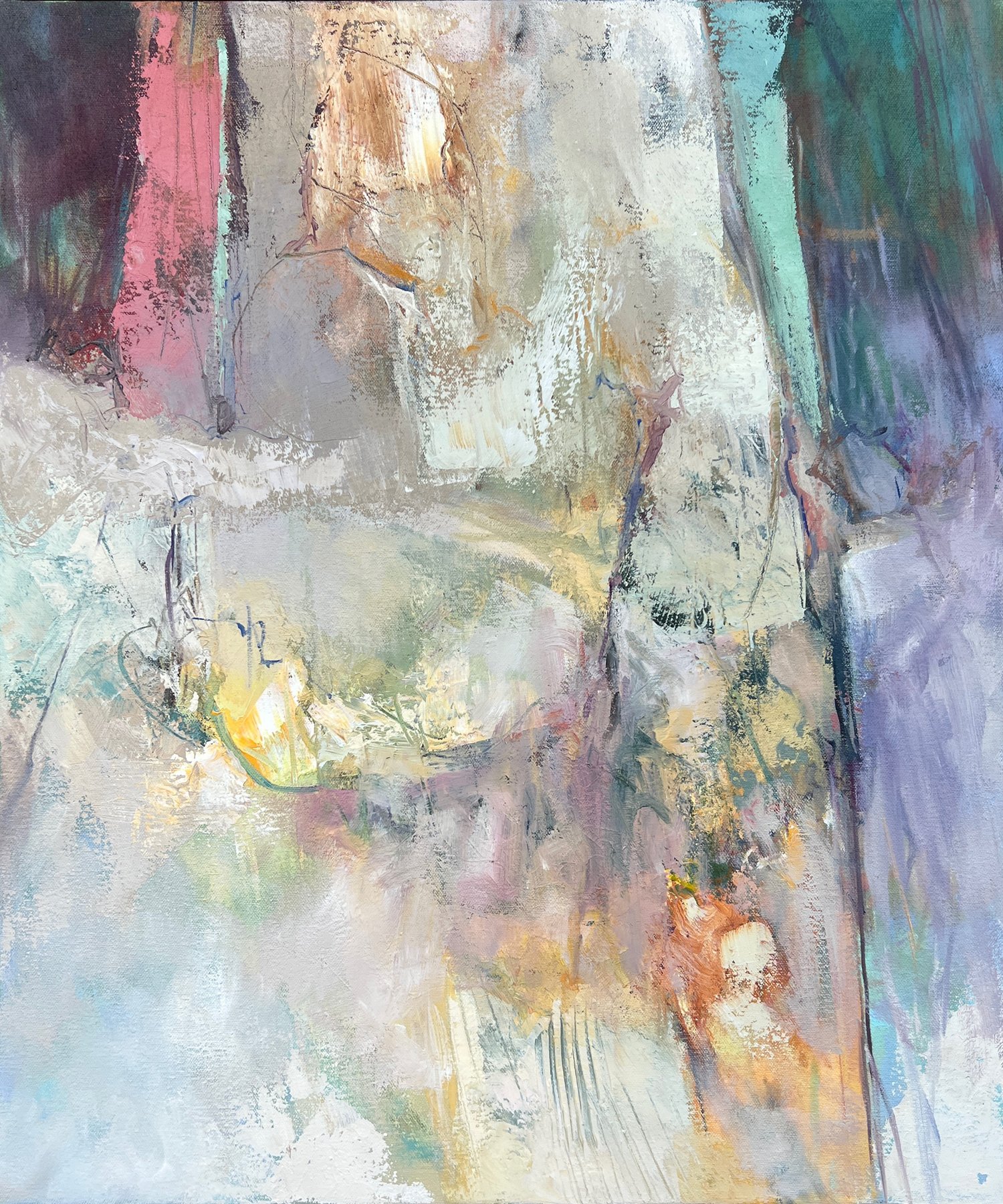    Luncheon Table Abstraction   oil on canvas 24” x 20” x .75”  PRICE; $250  