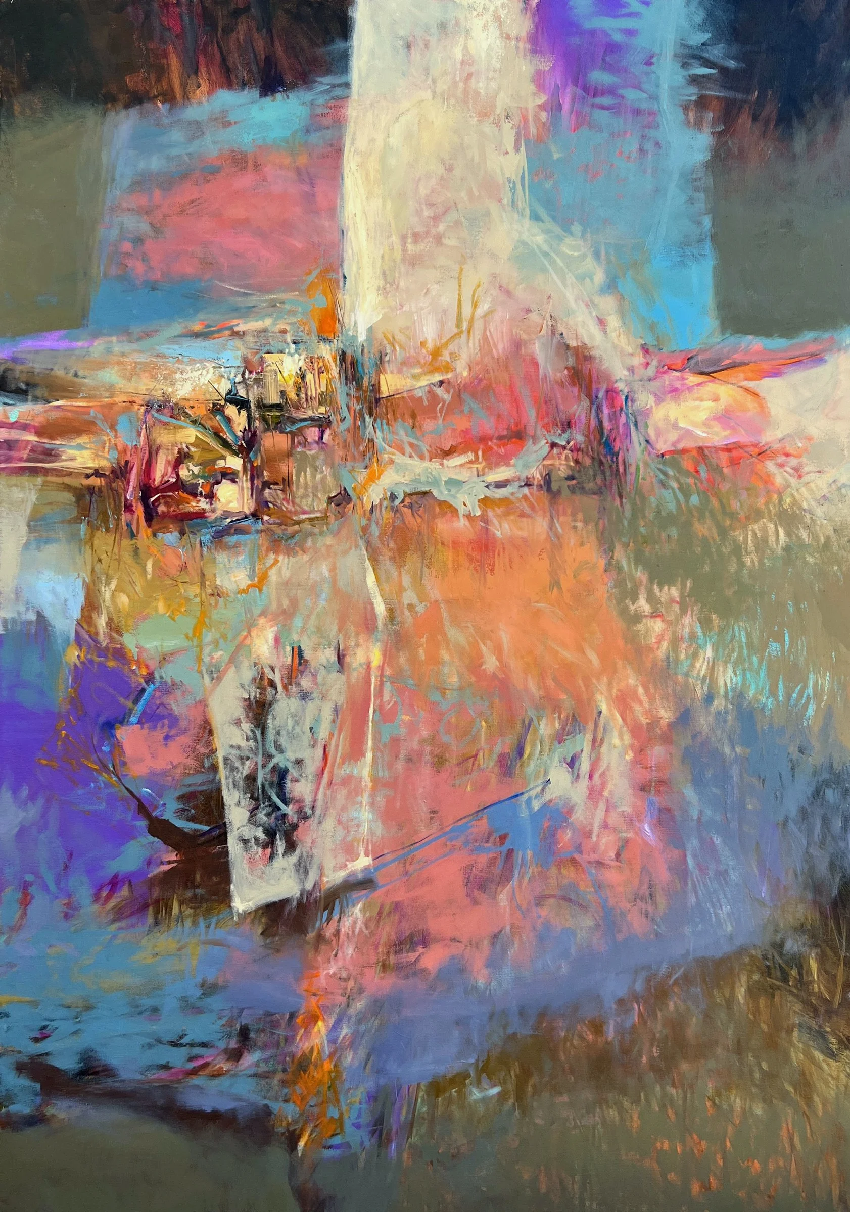    Chromatic Junction   oil on canvas 60” x 42” x 1.5”  PRICE: $2000  