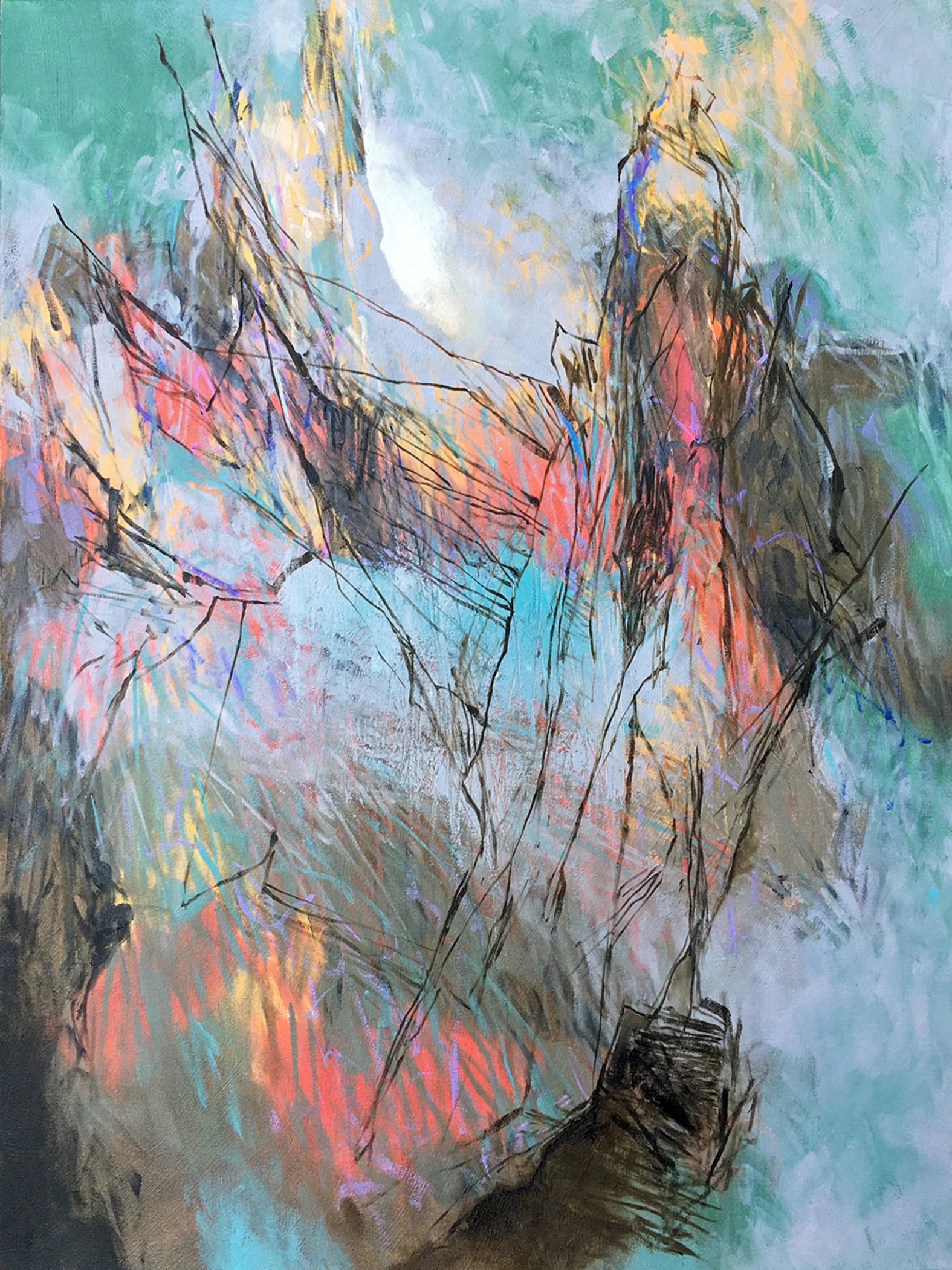    Hillside Figure I   oil/charcoal on canvas 32” x 24” x 1.5”  PRICE: $500   