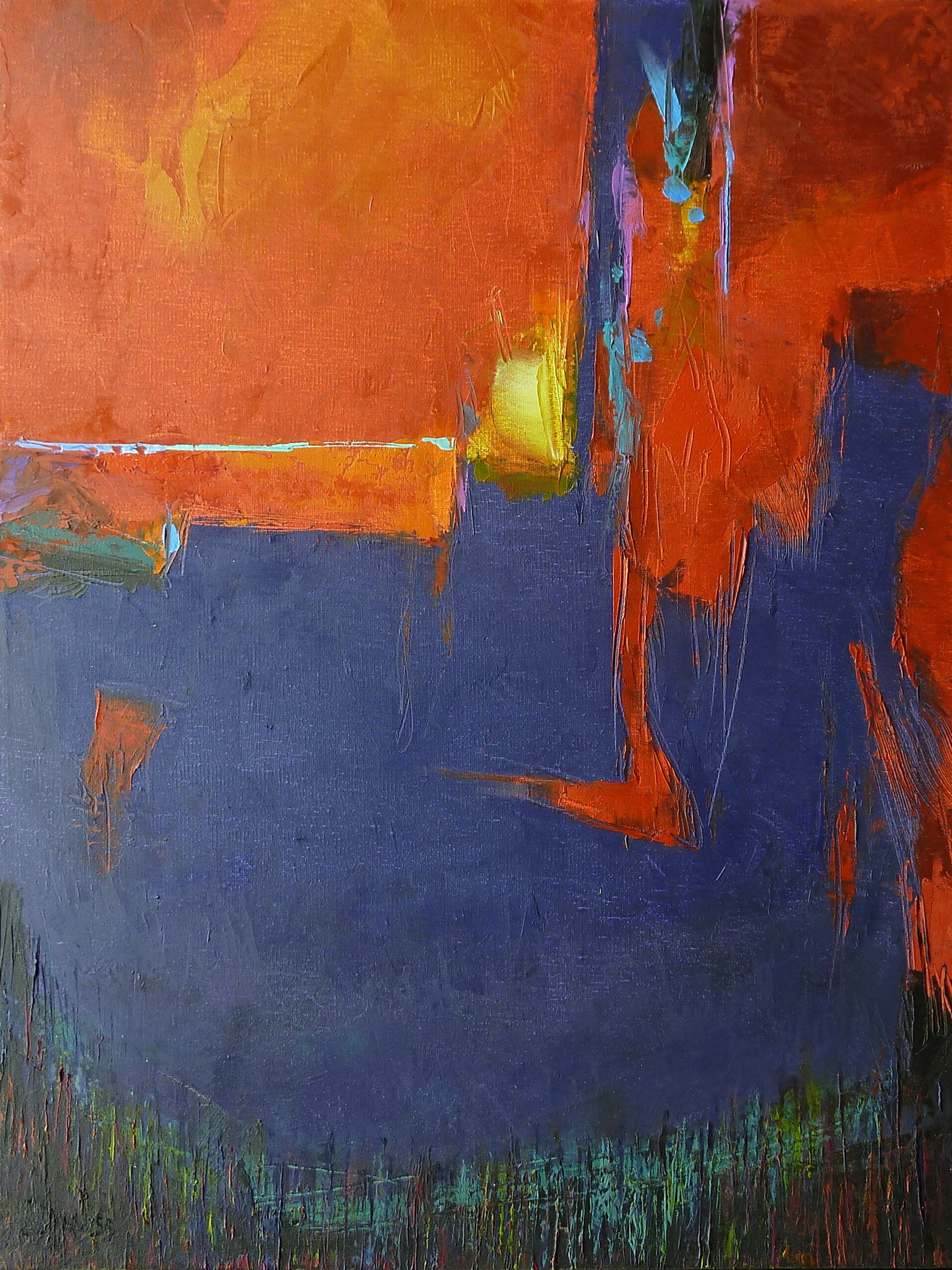    Red on Blue   oil on canvas 24” x 18” x .75”  PRICE: $300  