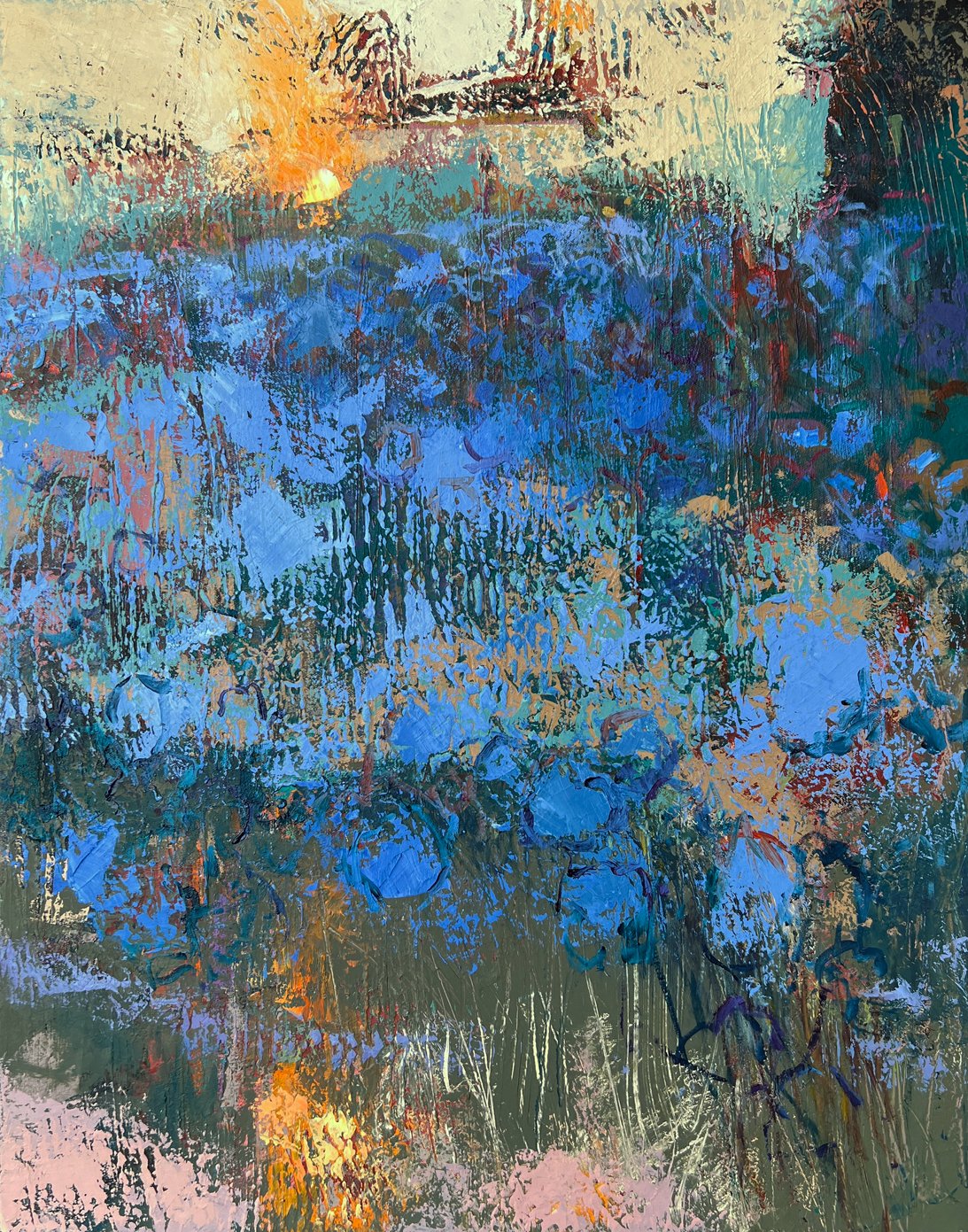    Chicory Pond   oil on canvas 26” x 22” x 1.5”  PRICE: $600  