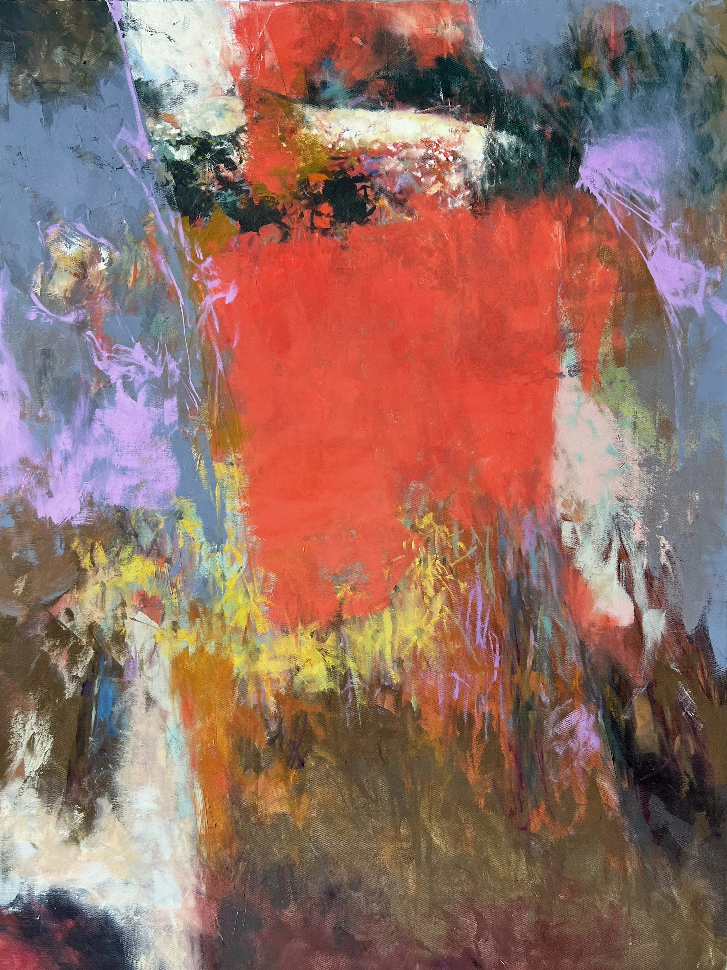    Scarlet Field   oil on canvas 40” x 30” x 1.5”  PRICE: $1200  