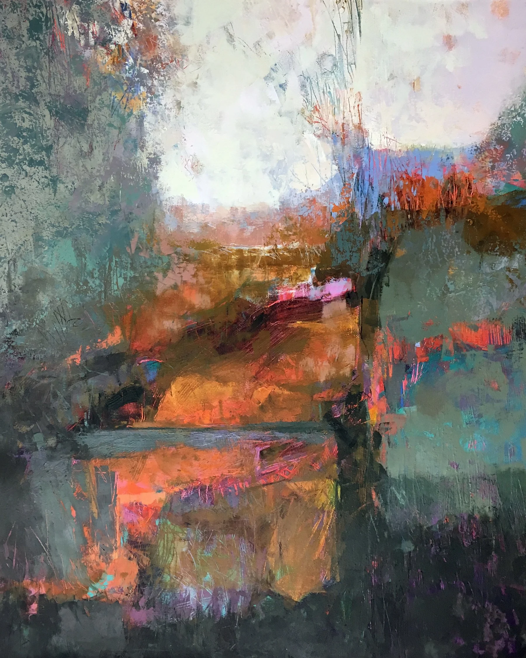    Palisades Reflections   oil/wax on panel 40” x 32” x 1.5”  SOLD  