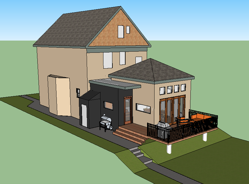 digital 3D SketchUp model of a residential addition