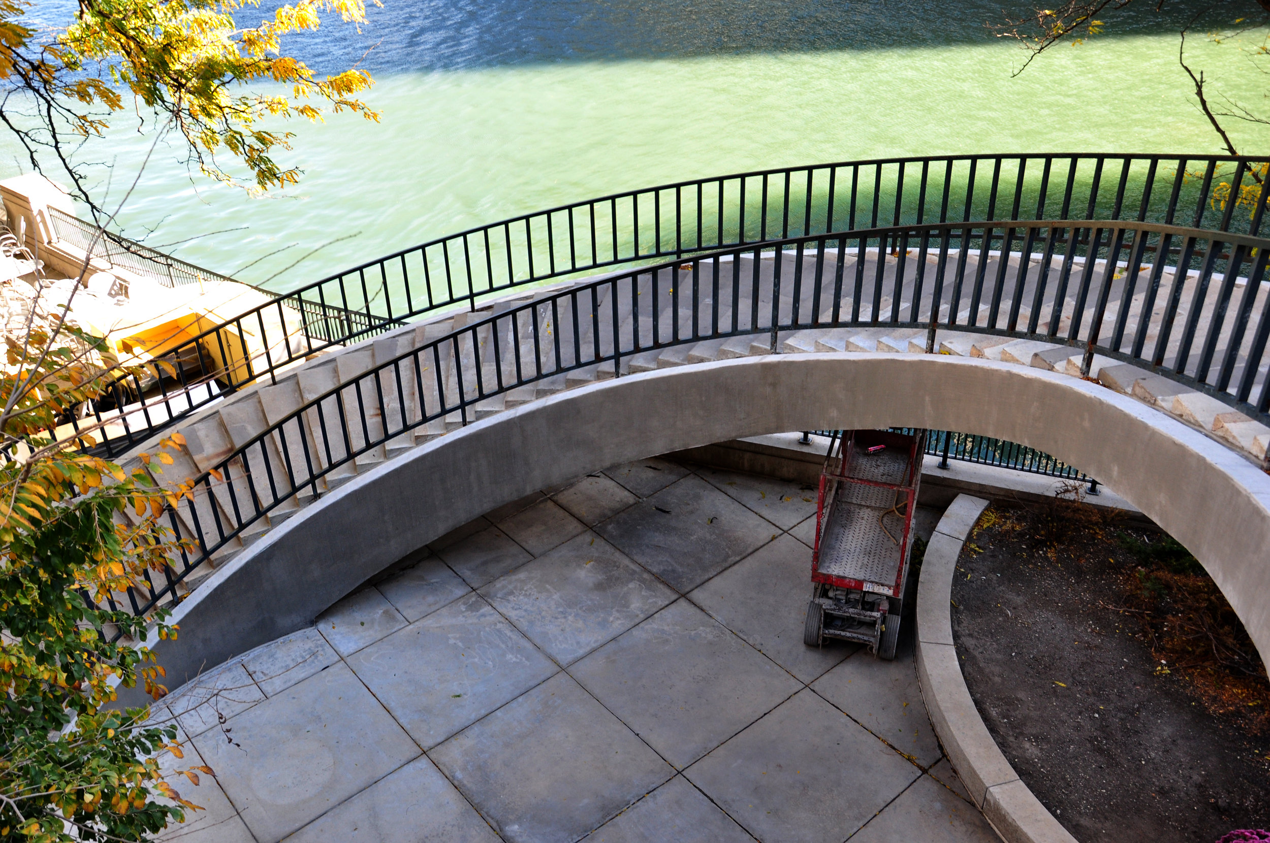 custom renovation, commercial historic restoration, concrete stairs, concrete repairs, Chicago Riverwalk River, water taxi, waterways, riverfront