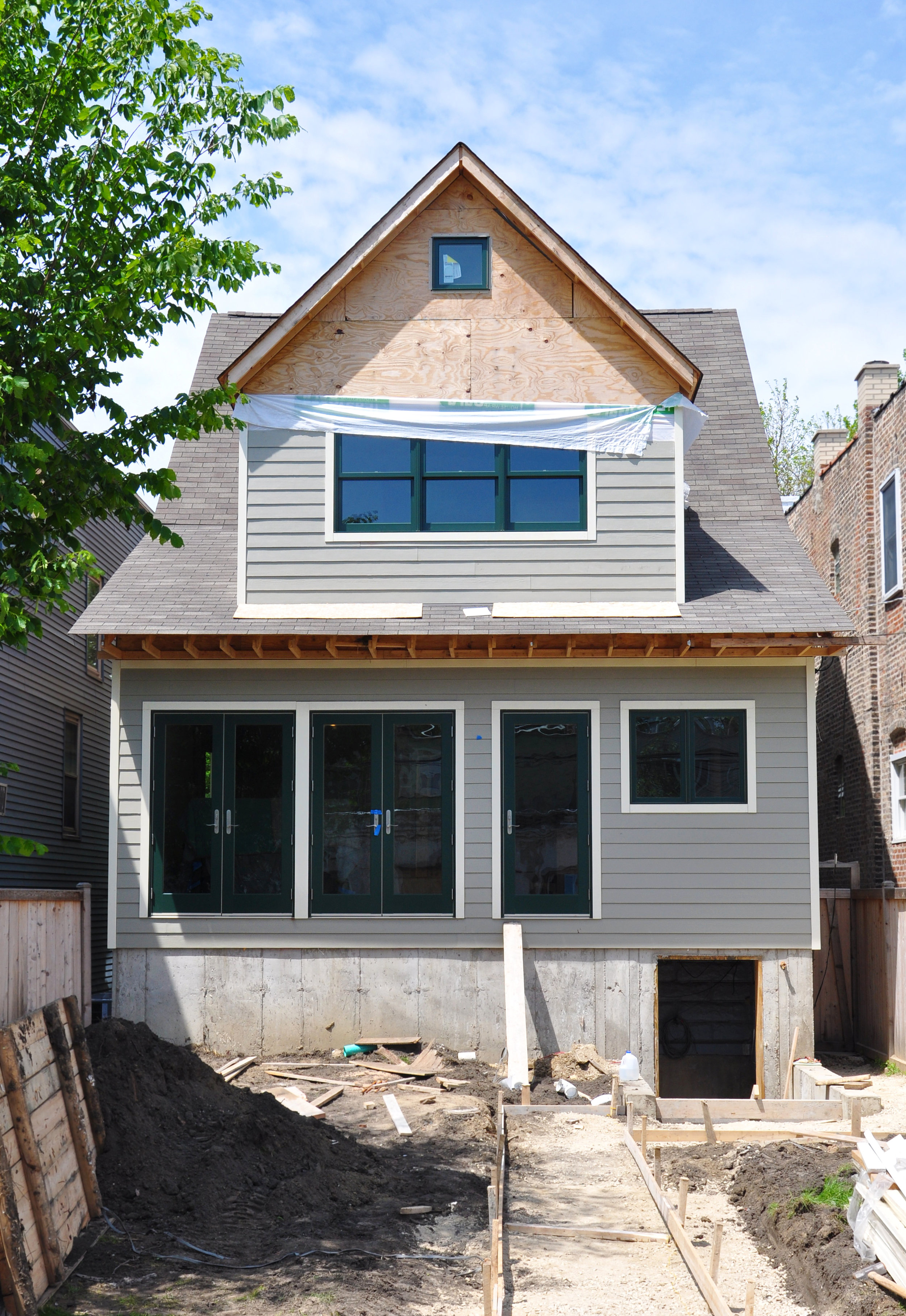 single-family residential addition and renovation, compact design, french doors