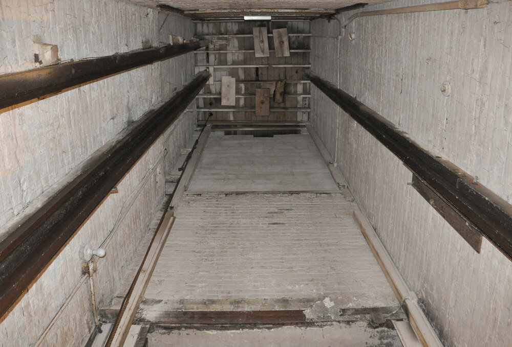 Existing freight elevator shaft