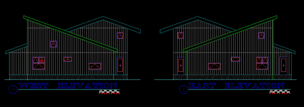 West and east elevations