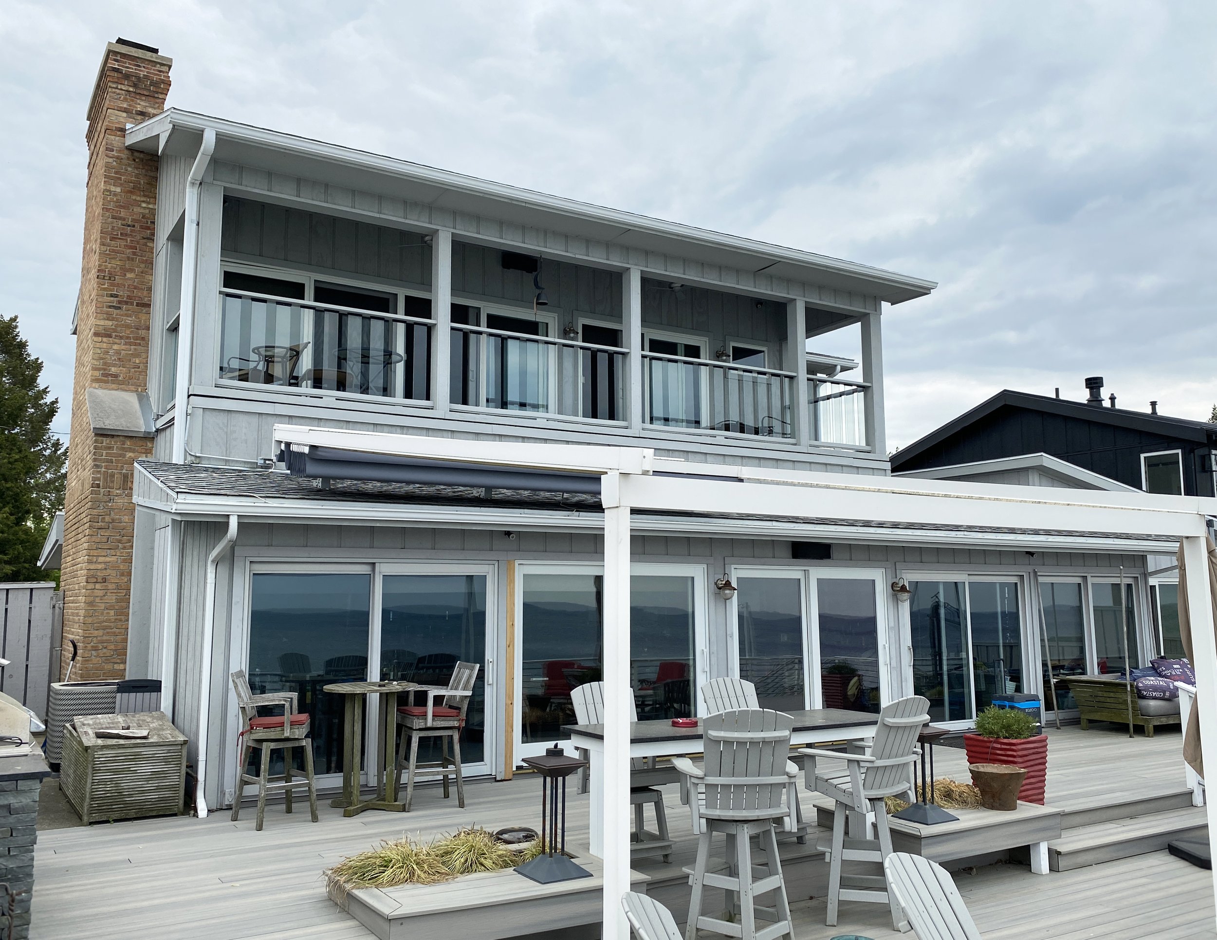 2nd floor addition to residential beach house, porch with sliding glass doors