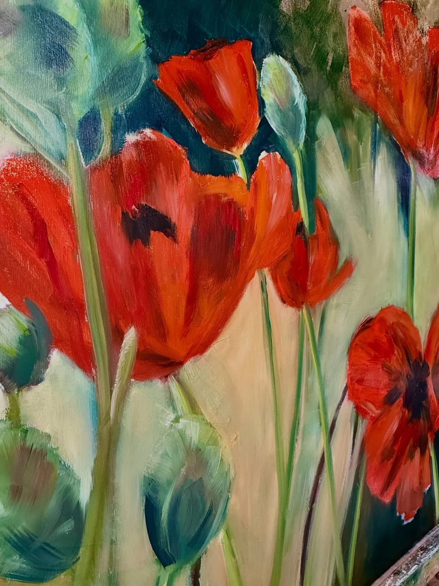 My grid needed a pop of red, so here&rsquo;s a detailed shot of a poppies painting from this summer that found a home pretty quickly.

The Sowa Winter Festival is underway, and many artists will be open for the next few weekends, so pop into the stud