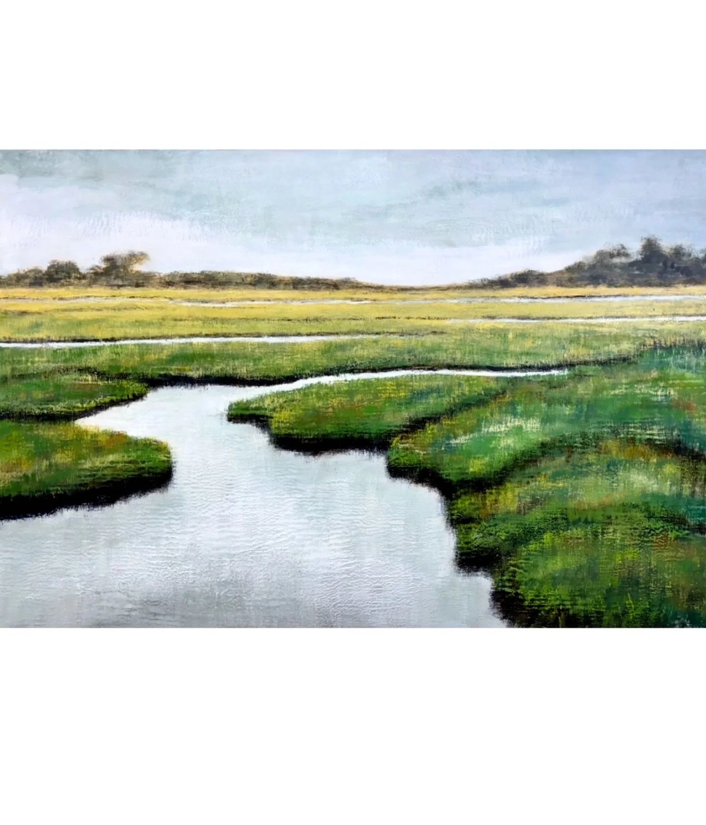 36x24&rdquo;
encaustic
currently available 
💚 🎁 💚

#winterfestival
#newwork
#newartwork
#encaustic
#24x36 
#marsh
#givethegiftofart