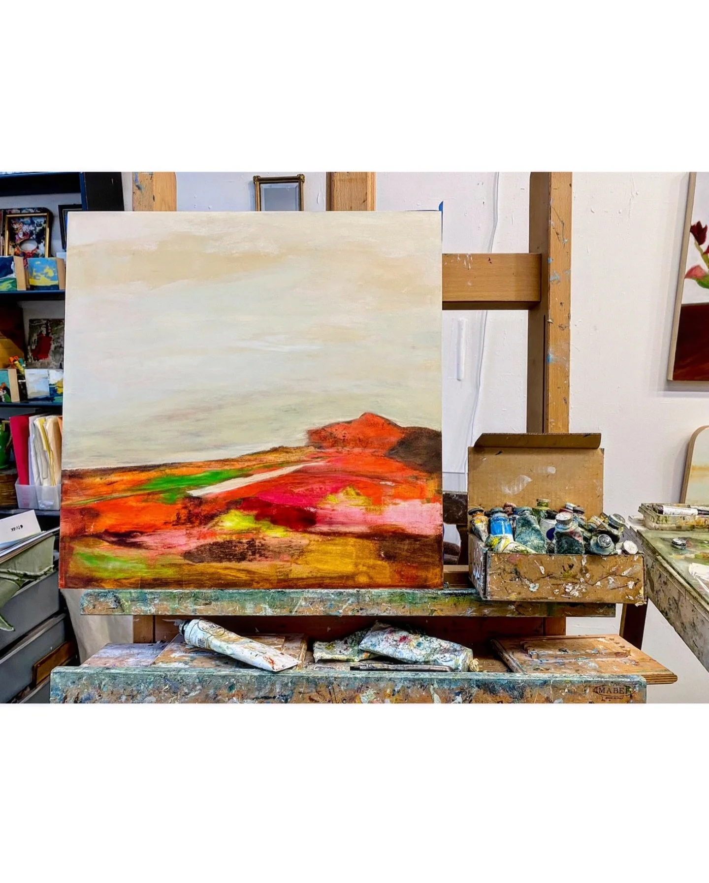 It was a slow Sunday at the studio, as far as visitors were concerned, but you just need one person to connect with your work, and your day is made. 
Today, Candyland went home with the loveliest couple :) 🙏🏼

#artcollector
#sowaboston
#sold
#abstr