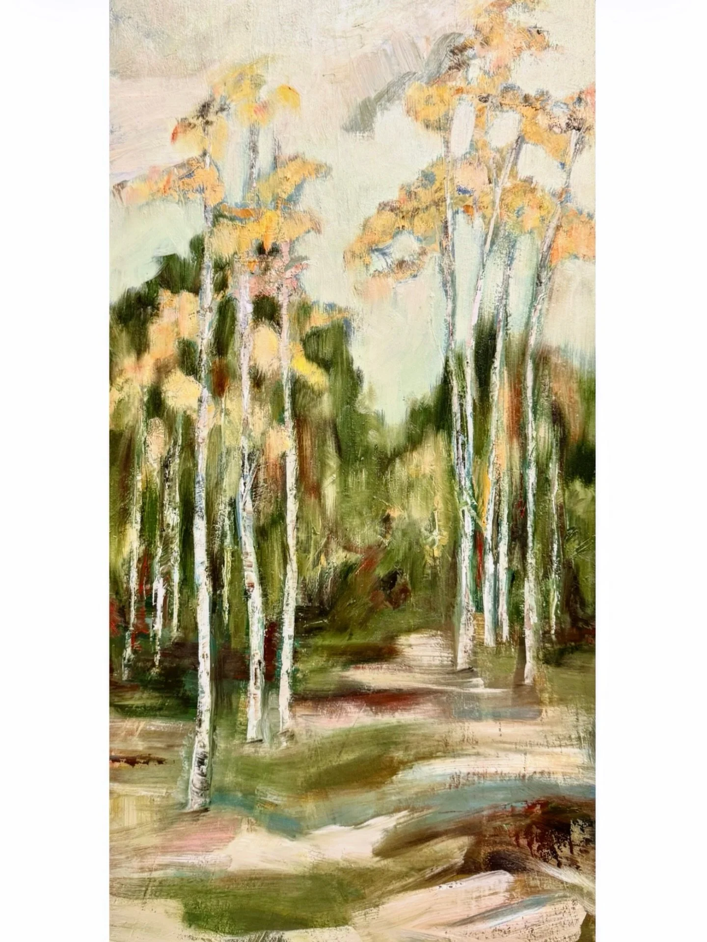 If you knew me 10 years or more back, you know I was all about birches - kind of like I&rsquo;m all about marshes now. 
I think I need to find my way back and paint a giant birch tree forest. But in the meantime, here is a recent ode to them.

#12x24