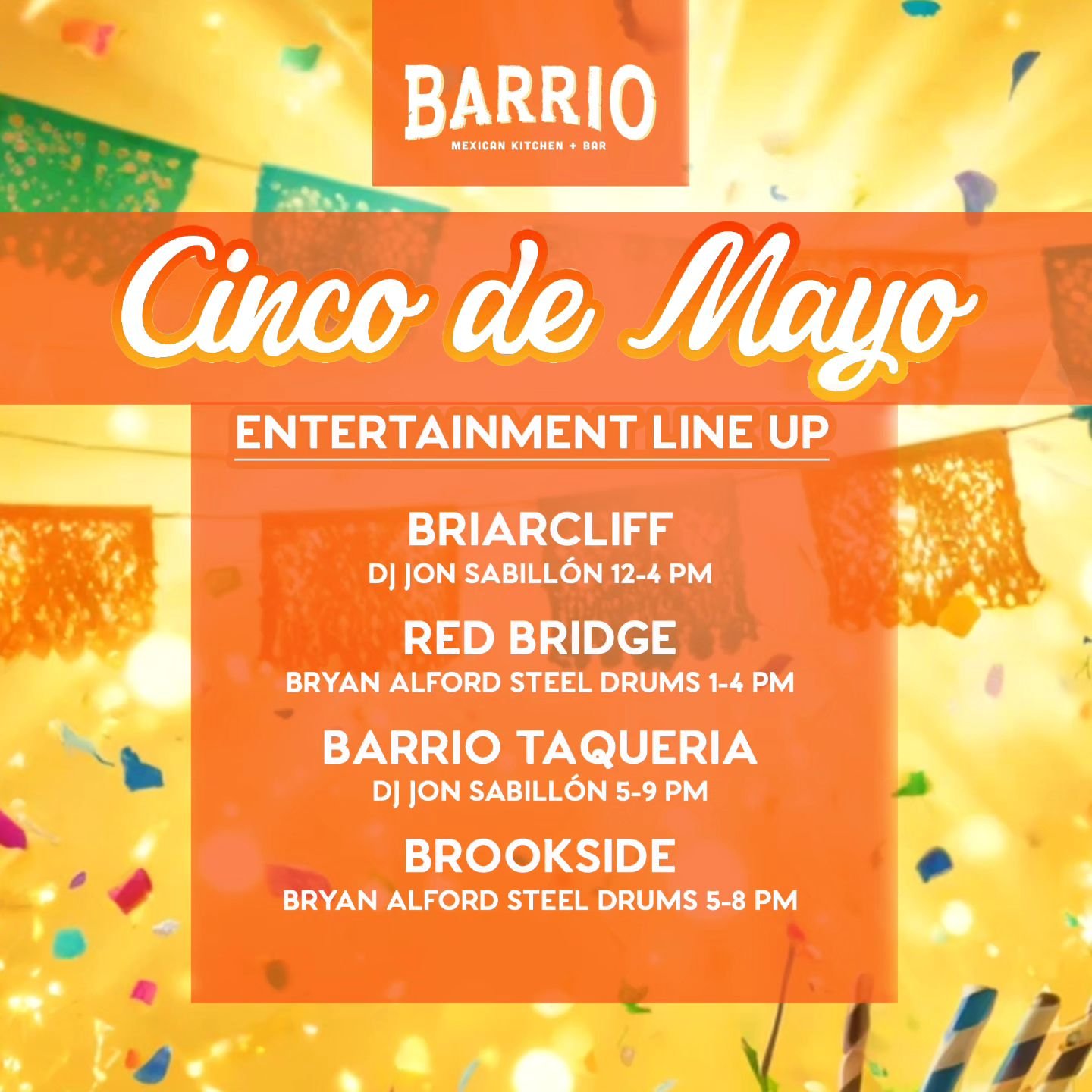 Only 5 DAYS until our Cinco de Mayo fiesta!&nbsp;🪅🥳🎉

Check out the entertainment line up!