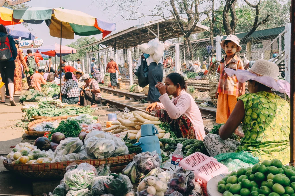 A typical scene on Yangon's circle line train stations