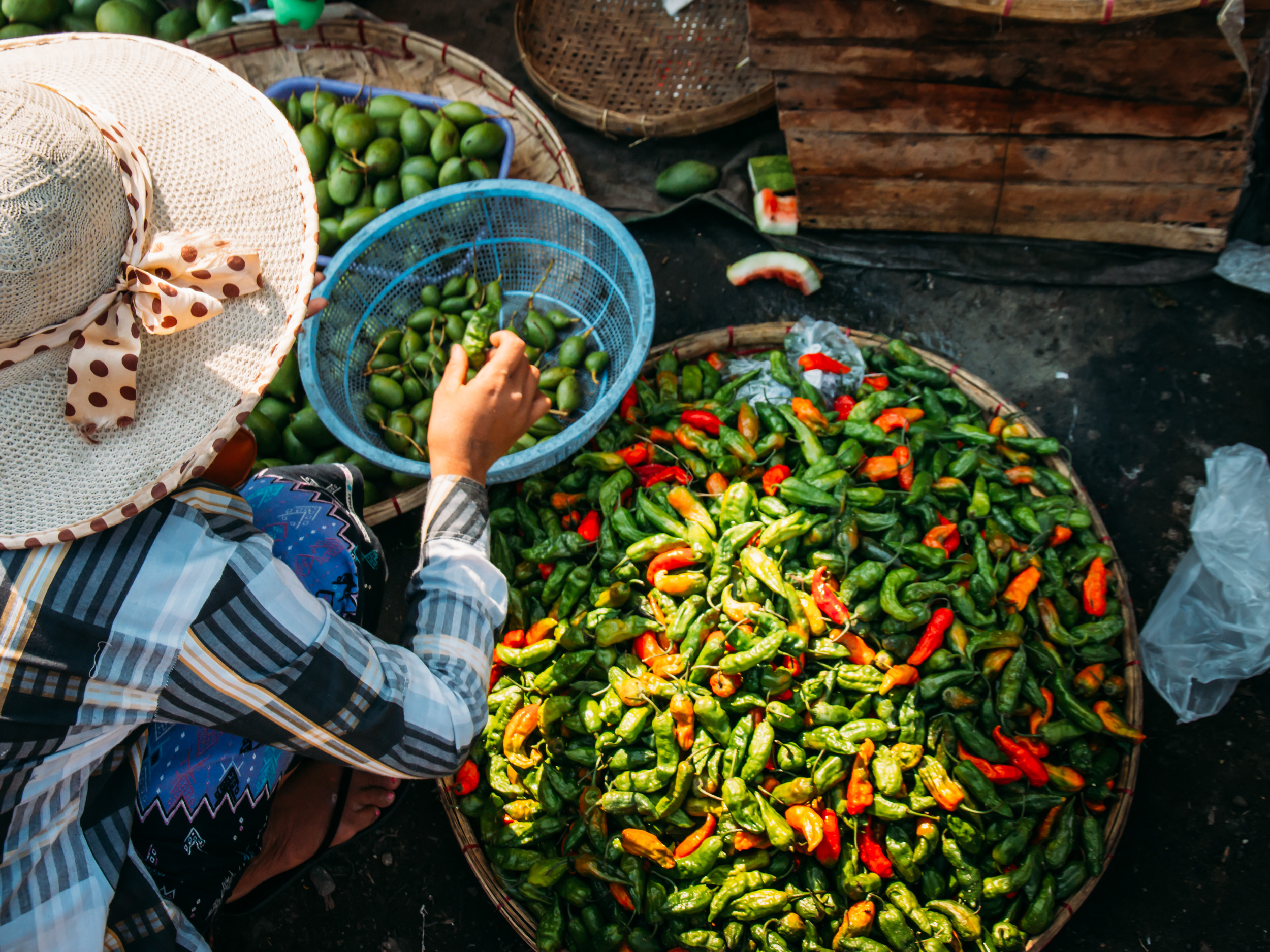 Chilis on sale at Yangon Market - City Circle