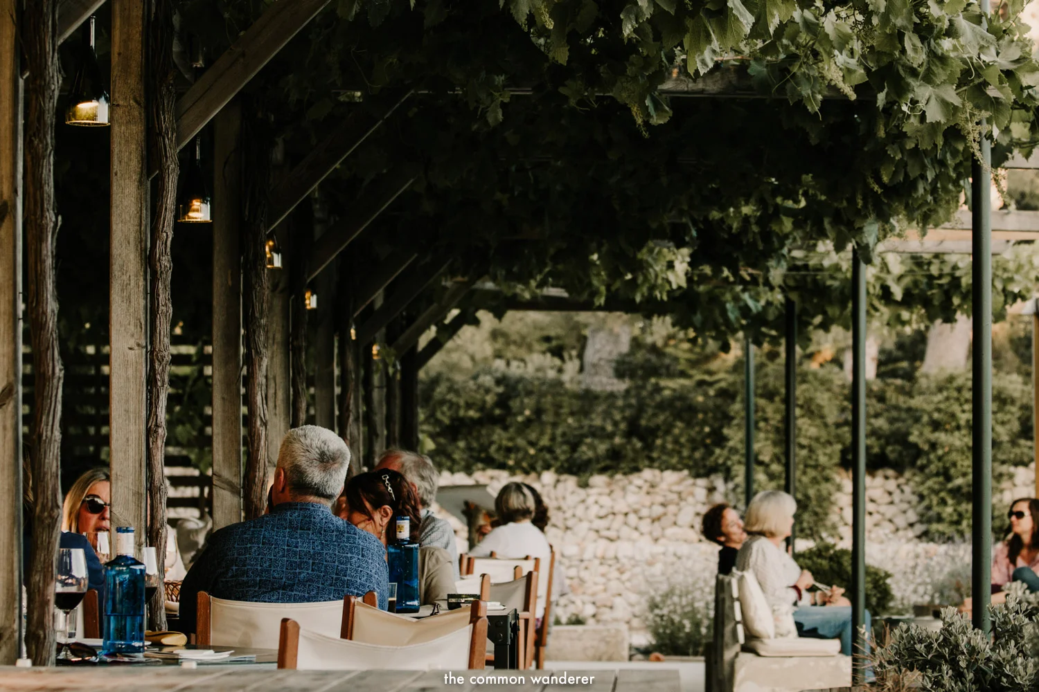 The alfresco dining area at Bodegas Binifadet winery, Menorca, Spain