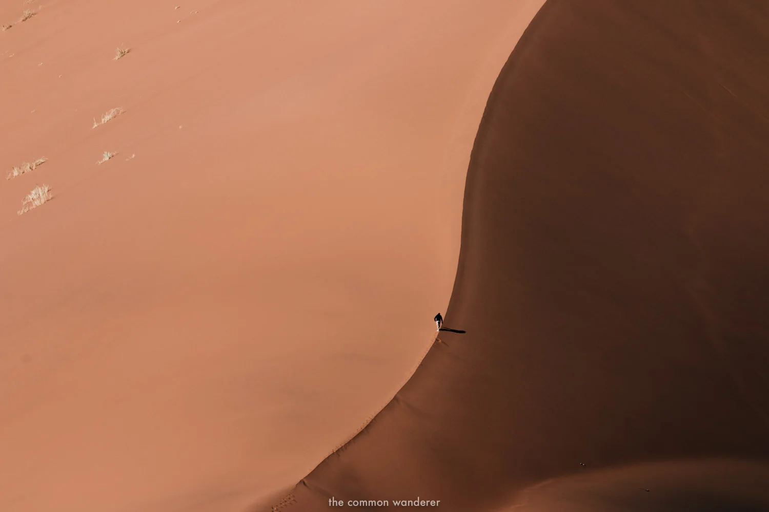 A walking up the dunes in Sossusvlei, Namibia