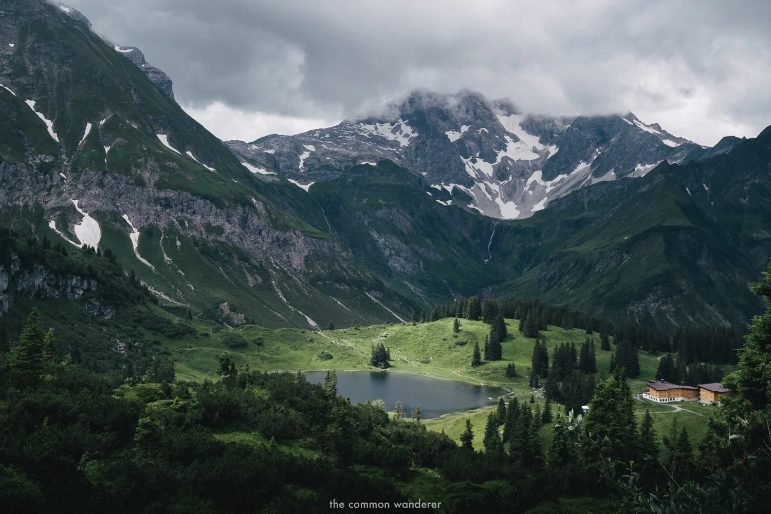 the view overlooking Lake Körbersee, Vorarlberg